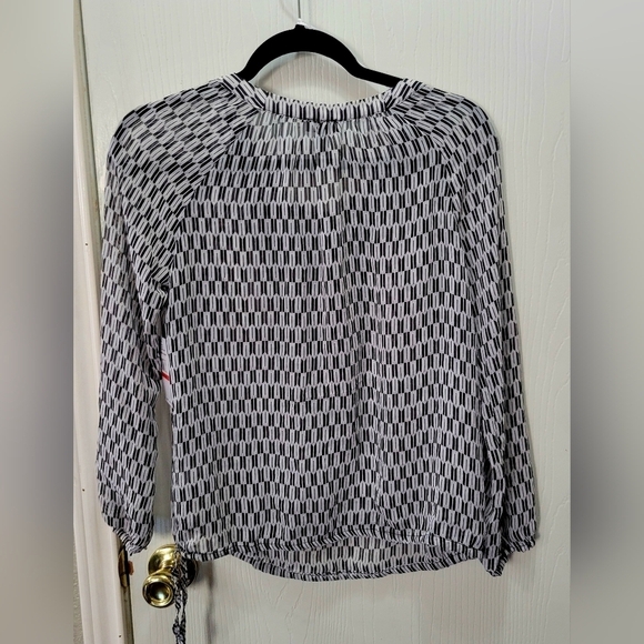 Jessica Simpson Blouse striped Chiffon Tie Waist Peasant Top - Picture 5 of 9